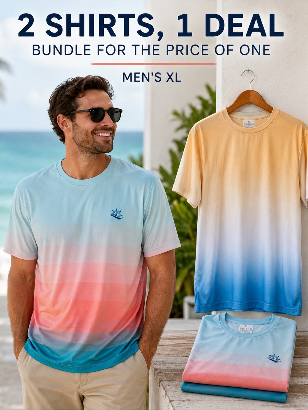 Gradient Crew Neck Shirt - Ombre (2-Pack) New in packaging.